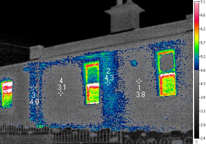 thermogram showing side of house