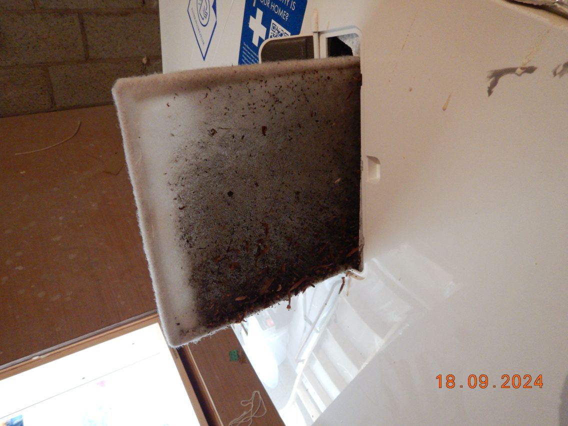 Example of vent for incoming air, not cleaned in a year