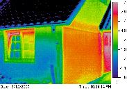 infrared image of insufficient insulation in one wall