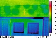 infrared image of plasterboard held by dabs, affecting thermal performance